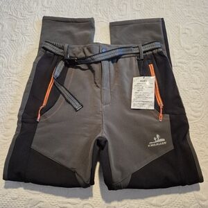 Huwaikj men's size Large fleece lined pants, reinforced knees, zippered pockets